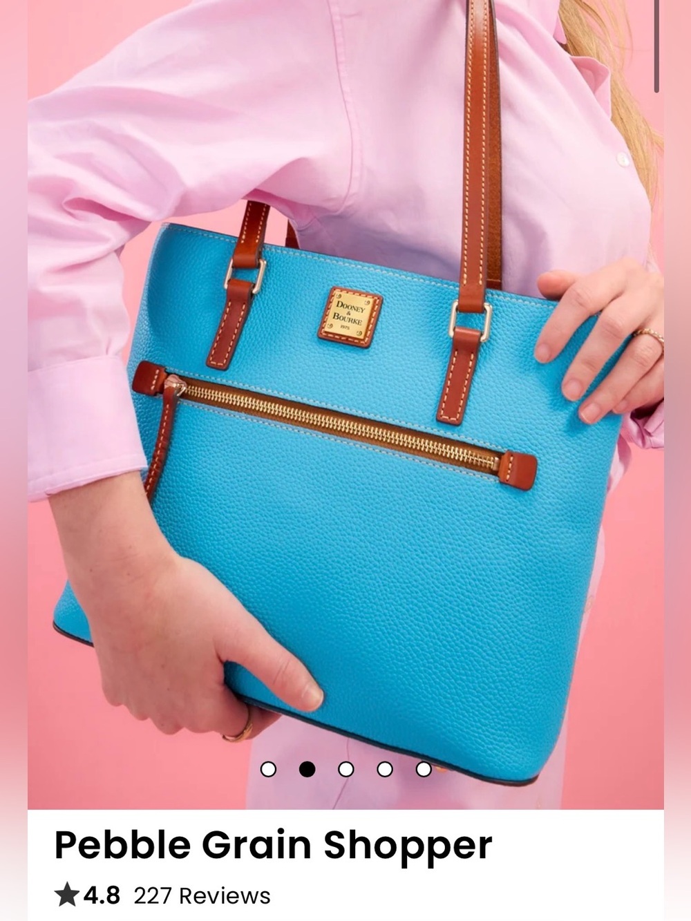 Dooney & Bourke Turquoise Pebble Grain Tote Sunday Shopper - EUC MSRP $369